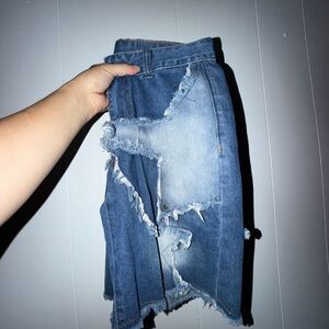 Women’s Distressed Blue Denim Jeans - Casual Ripped Style